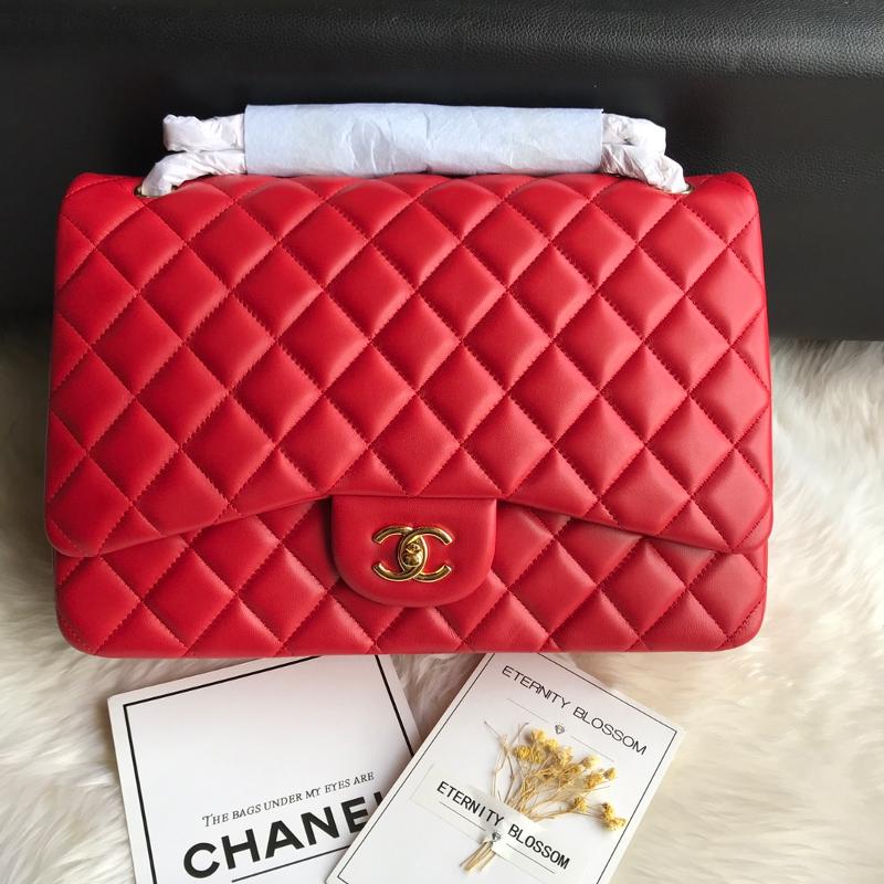 Chanel 2.55 Classic A58601 sheepskin gold buckle red